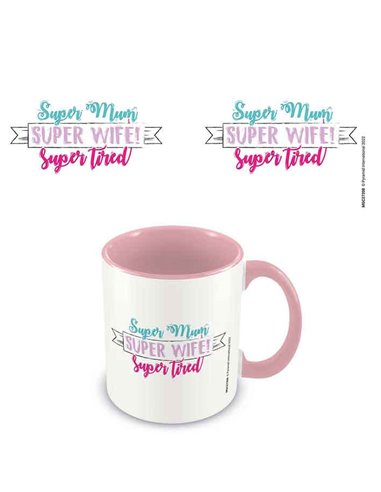 Super Mum Super Wife Super Tired Pink Coloured Inner Mug