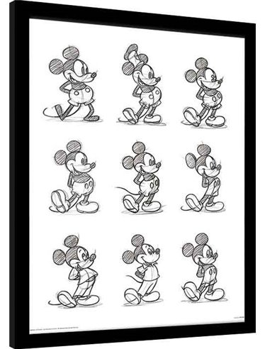 Mickey Mouse (sketched Multi) Poster Framed