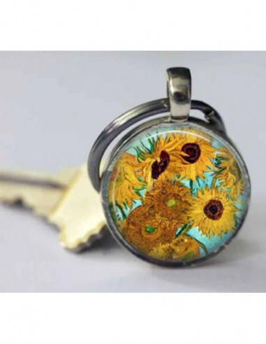 Art Keyring DoublE-SideD- Van GogH- Sunflowers