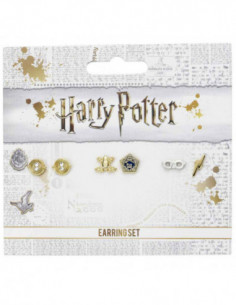 Harry Potter Stud Earring Set Including Time Turners, Chocolate Frogs, And Glasses With Lig