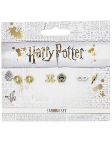 Harry Potter Stud Earring Set Including Time Turners, Chocolate Frogs, And Glasses With Lig