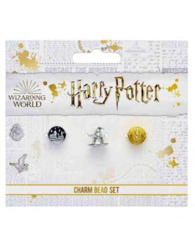 Harry Potter Set Of 3 Spacer Beads - Hogwarts Castle, Sorting Hat, & Time Turner