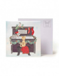 Pop Up - Large Greeting Card - Piano Cats