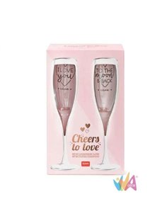 Set Of 2 Champagne Flutes - Cheers To Love