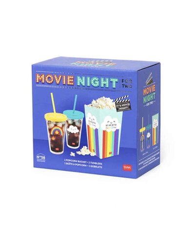 Popcorn Bucket And Tumbler Set - Movie Night For Two - Rainbow