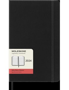 12 Months 2024 Daily Notebook Large Black Hard