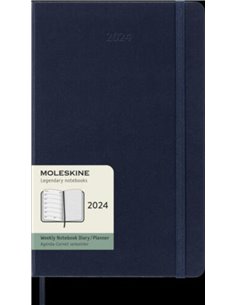 12 Months 2024 Weekly Notebook Large Saphire Blue Hard