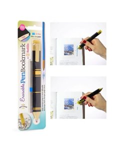 Erasable Pen Bookmark + 2 Refills - Black & Gold