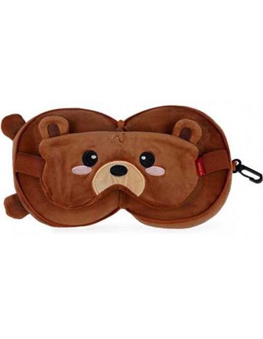 Travel Pillow With Eye Mask - Teddy Bear