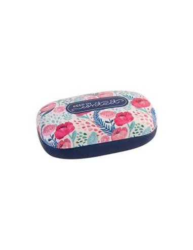 Lens Case Holder With  Mirror - Keep In Contact - Flowers