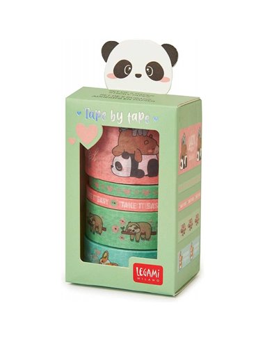 Set Of 5 Paper Sticky Tapes -  Cute Animals