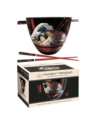 Vincent Trinidad (great Ramen Wave) Ramen Bowl And Chopstic