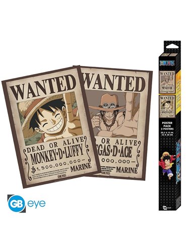 One Piece - Set 2 Posters Chibi 52x38 - Wanted Luffy & Ace