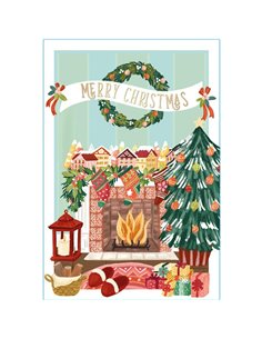 Greeting Card - Xmas Fireplace
