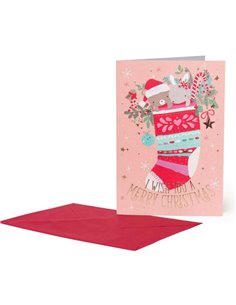 Small Greeting Card - Xmas Sock