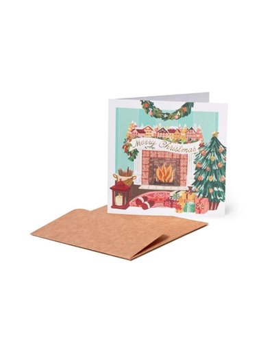 Small Greeting Card - Xmas Fireplace