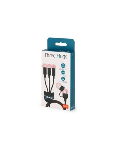 3-IN-1 Charging Synchr. Cable - Three Hugs - Kitty