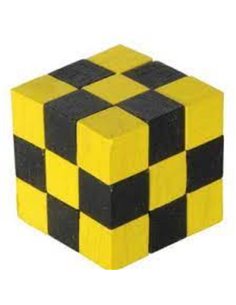 Wooden Cube Yellow/black