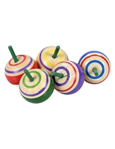 Wooden Mini Spinning Tops Eco 5pcs