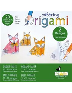 Coloring Origami Foxes 20 Sheets
