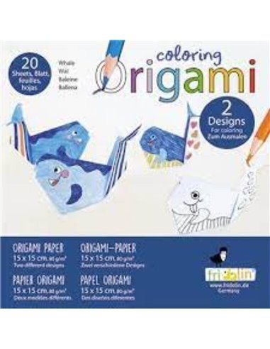 Coloring Origami Whales 20 Sheets