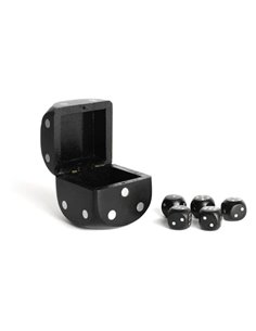 Black Dice Box With 5 Dices Silver