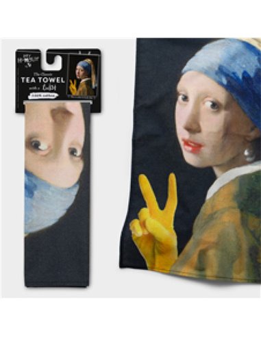 Dry Humour - Tea Towel - Girl With A Yellow Love