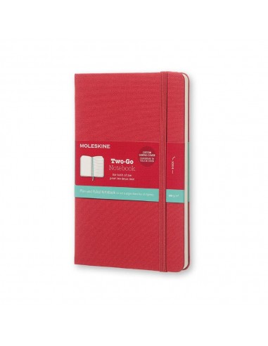 TwO-Go Plain And Ruled Notebook Med Red (fabric Cover)