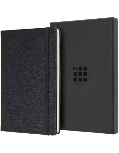 Notebook Leather Large Ruled Box Black
