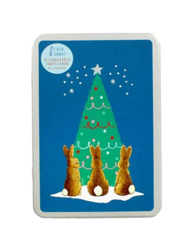 Peter Rabbit - 8 Christmas Tree Notecards In 2 Designs Tin