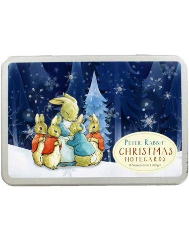 Peter Rabbit - 8 Christmas Notecards In 2 Designs Tin