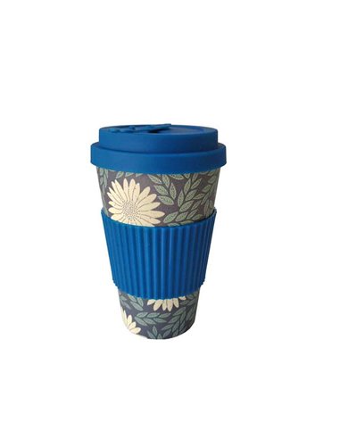 Bamboo Coffee Cup - Navy Daisy