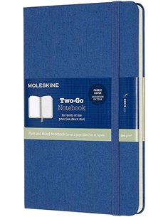 TwO-Go Plain And Ruled Notebook Medium Blue (fabric Cover)