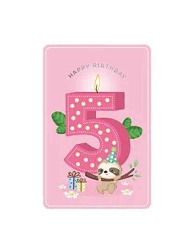 Happy Birthday 5 Girl - Greeting Card