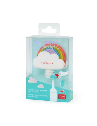 No Rainbow No Party - Set Of 6 Drink Markers And Stopper