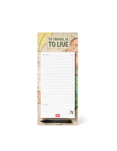 To Travel Is To Live Magnetic Notepad With Pencil