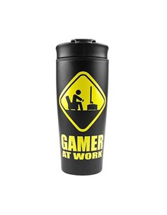 Gamer At Work (caution Sign) Metal Travel Mug