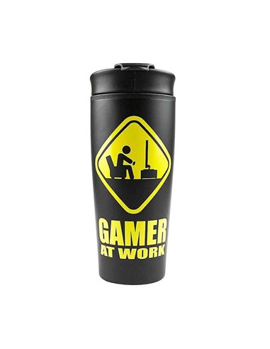 Gamer At Work (caution Sign) Metal Travel Mug