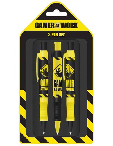 Gamer At Work (caution Sign) 3 Pen Set